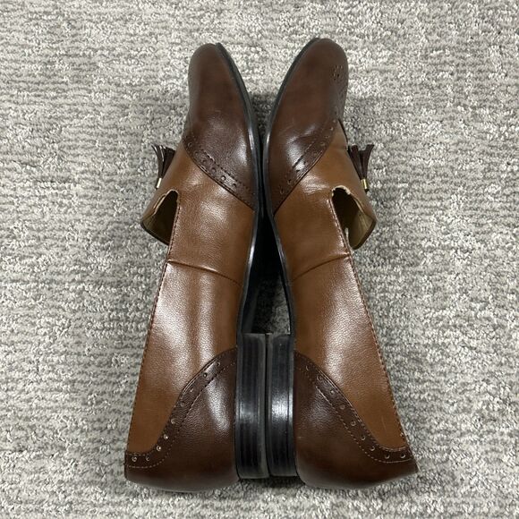 Naturalizer Lorraine Flats Shoes Womens 12 Tassels Two Tone Brown Cap Toe - Picture 8 of 9